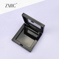 Palette carrée rose et noire pour fards à paupières avec fenêtre, emballage cosmétique compact en ABS pour fard à joues crème à compartiment unique