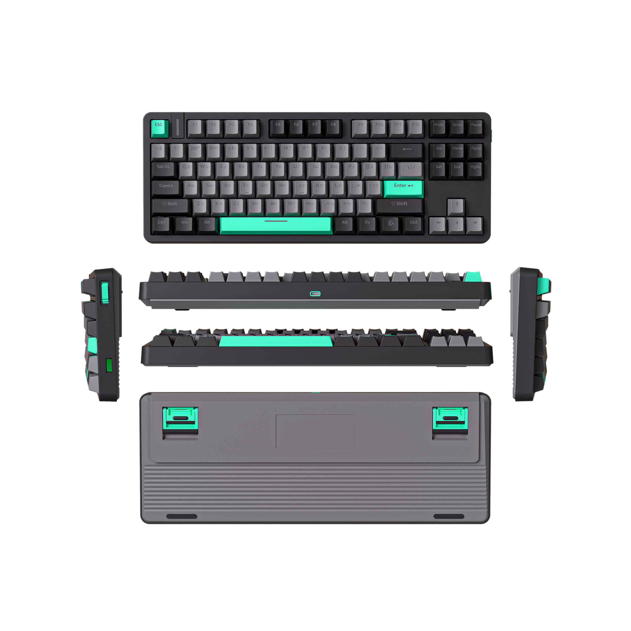 G87 Gris foncé + Noir + Vert (russe)