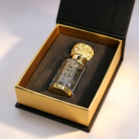 Flacon de parfum Oud Attar de luxe 3ml 6ml 12ml en verre avec bouchon doré en relief et boîte cadeau noire, logo personnalisé
