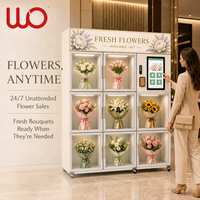 Distributeur automatique de fleurs fraîches réfrigéré avec casiers en verre indépendants pour une vente au détail 24h/24 et 7j/7 sans surveillance
