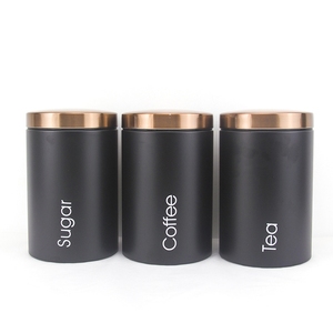 Custom Stainless Steel Coating Kitchen Food Storage Jar Airtight Coffee Tea Sugar Canister Sets