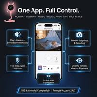 Moniteur Bébé Intelligent WiFi avec Caméra 1080P, Audio Bidirectionnel, Détection Sonore, Alarme Température, Vision Nocturne, Enregistrement sur Carte TF, Application Tuya à Distance