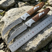 Couteau pliant Damas à lame tranchante haute dureté, idéal pour le camping, la survie et la randonnée, avec manche en bois