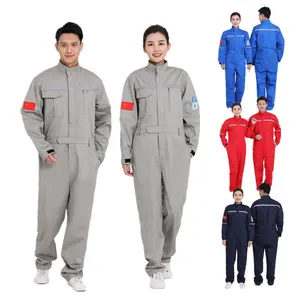 Breathable Anti-flame Retardant Anti-static Cotton Labor Protection Overalls Custom Logo Workwear Coveralls Jumpsuit Sets