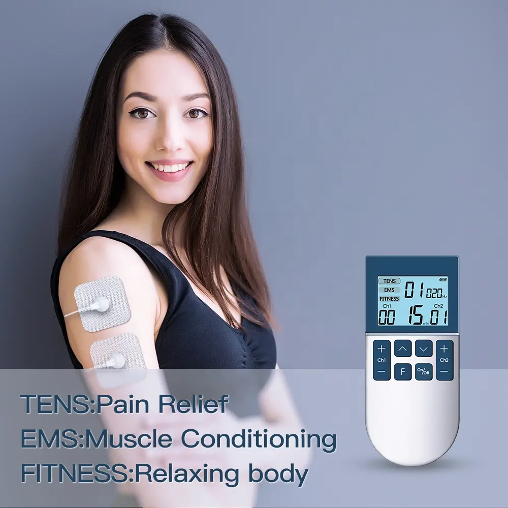 TENS & EMS 50 모드 16 강도 레벨 물리 치료 전기 자극기 장비 통증 완화 TENS 기계