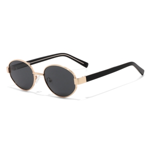 Unisex Oval Metal Frame Sunglasses Green Lens 100% UV Protection Retro Style Casual Wear for Adults - Product Image 4
