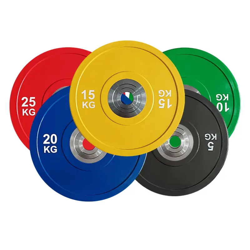 Alta Qualidade Equipamentos De Fitness Ginásio Barbell Placas Fitness Borracha Bumper Placas Barbell Discos para Levantamento De Peso