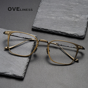 Montura de gafas de titanio puro para hombre, novedad de 2024, monturas de gafas cuadradas <span class=keywords><strong>Retro</strong></span> Vintage para mujer, gafas de metal de Corea - Product Image 1