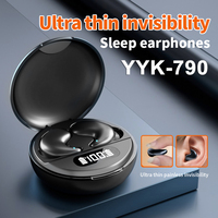 YYK-790 Earbud Nirkabel Sejati, Earphone Ultra Tipis untuk Tidur, Driver Dinamis 13mm, Headphone Mini dengan Layar Daya Digital LED