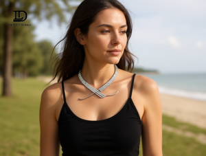 Catena Elastica da Donna in Lega d'Acciaio con Diamanti, Placcata Oro, Gioiello per il Corpo alla Moda per Feste - Product Image 2