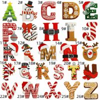 Patchs brodés à repasser pour Noël, 26 lettres de l'alphabet, pour vêtements, sacs, chapeaux, décoration