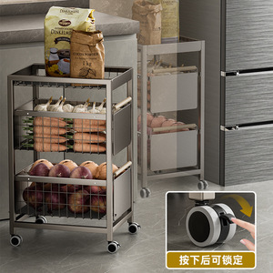 Kitchen Vegetable <b>Storage</b> Trolley Drawer Style Multi Layer Metal Rack Portable <b>Narrow</b> <b>Storage</b> Cart - Product Image 3