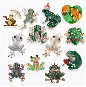 Comelyjewel <b>Frog</b> Animal Theme Brooch Pins for Women Men Enamel Rhinestone Colorful Metal Electroplated - Product Image 2