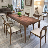 Maison scandinave moderne et simple au design luxueux, table à manger rectangulaire en noyer noir, tenon à mortaise complet, salon accessible
