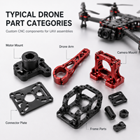 Piezas Metálicas CNC, Mecanizado de Ultra Precisión, Acero Inoxidable, Aleación de Aluminio, Brazos de Marco Compuesto para Drones Personalizados