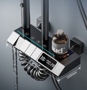 Set Doccia Completo Intelligente con Display Digitale Grigio Canna di Fucile, Soffione Pressurizzato e Rubinetteria da Bagno <span class=keywords><strong>a</strong></span> Getto Morbido per Condizioni Igieniche - Product Image 5