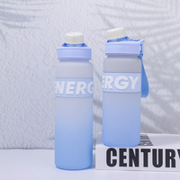 Bouteille d'eau de sport et de voyage grande capacité, dégradé de couleurs givrées, avec couvercle à ouverture rapide, sangle de transport, anti-fuite