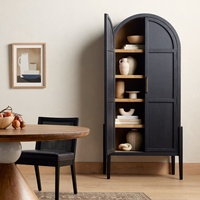 Meuble en bois vintage européen, armoire noire à deux portes, armoire de rangement pour salon, salle à manger, cuisine, chambre à coucher, hôtel