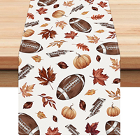 Chemin de table de football américain pour table à manger, chemins de table de Thanksgiving pour événements, décoration de fête d'automne avec feuilles d'érable et citrouilles