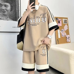 Men's Plus Size Casual Summer Sports Suit Breathable Printed Short Sleeve T-shirt and Shorts 2-Piece Running Tracksuits <b>Set</b> - Product Image 5