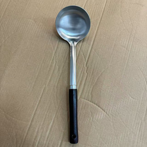Stainless Steel Ladle With Black Handle For Soup And Stock Pots 304 Grade Long Handle Kitchen Utensil - Product Image 1