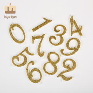 Meilleur prix de gros, bougie de gâteau personnalisée avec de gros paillettes dorées, chiffres de 0 à 9 pour fête d'anniversaire et <span class=keywords><strong>mariage</strong></span> - Product Image 1