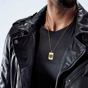 Edelstahl Deutschland Nationalemblem Adler Design Kettenhalsband 18K <span class=keywords><strong>Gold</strong></span> Deutsche Niederländische Flagge Karte Anhänger Hundemarken-Halskette - Product Image 5