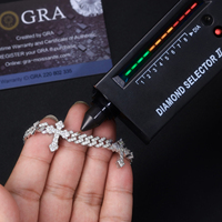 À la mode 925 Argent Hip Hop Cubain Lien Bracelets Rappeur Bijoux avec Croix Glacée Conception Moissanite Cubain Chaîne Bracelet Croix Charme