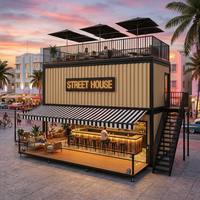Conteneur modulaire préfabriqué de 30 pieds à double étage, style moderne du milieu du siècle, pour cuisine, restaurant, restauration rapide, café, supermarché, usage extérieur et sur toit