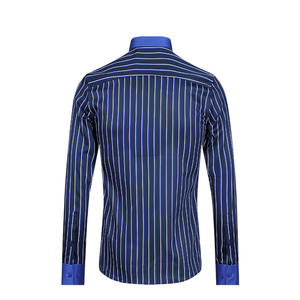 Formale Business-gestreifte Kontrast manschette und Kragen hemden für Herren von höchster Qualität - Product Image 2