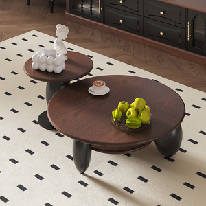 Quercia rossa multifunzione <span class=keywords><strong>Vintage</strong></span> marrone moderno elegante e minimalista Nordic rotondo in legno tavolino 1 Set - Product Image 2