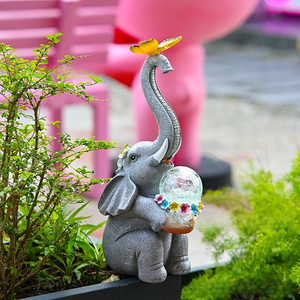Statua da Giardino Solare Impermeabile con <span class=keywords><strong>Elefante</strong></span> in Resina <span class=keywords><strong>e</strong></span> Decorazioni a <span class=keywords><strong>Farfalla</strong></span> per Esterni - Product Image 2