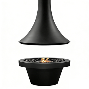 Chimenea Moderna Independiente PANSEE de Acero al Carbono, Chimenea de Etanol Colgante con Mesa y Control Remoto - Product Image 2