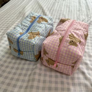 <b>Cute</b> cartoon <b>bear</b> makeup bag with bow, large capacity skincare product storage bag for business trips and travel. - Product Image 4