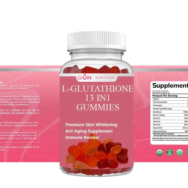 GOH Supply Private Label Organic L-glutathione Collagen 13 In 1 Skin Whitening Brightening Gummies