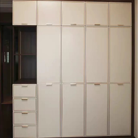 Armoire en MDF avec tiroirs, style moderne, brun foncé, pour chambre d'hôtel, chêne rustique, marbre, pierre frittée