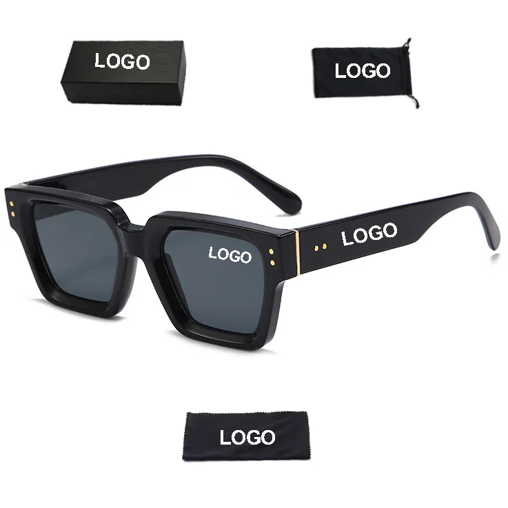 2023 Atacado De Luxo Personalizado Premium lentes de sol para mujer UV400 Black Square Designer Shades Sunglasses Men