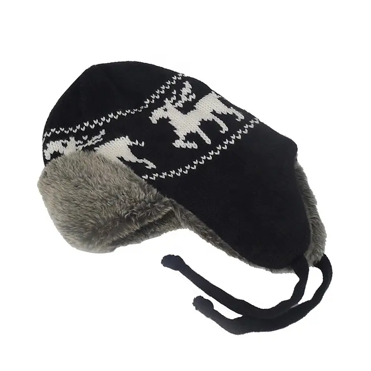 Sombreros de invierno de piel sintética para hombre y mujer, gorro de soldado ruso con solapa para la oreja, gorro de nieve tejido a prueba de viento para exteriores