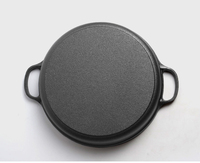 Wajan Besi Cor Modern 22-35cm, Warna Hitam, untuk Pancake, Masakan Dapur, Wok, Penggorengan, Panci, Casserole, Panci Bertutup Dua Pegangan