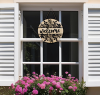 Panneau de bienvenue 3D en bois avec feuilles noires, décoration rustique pour porte d'entrée, intérieur, extérieur, ferme, maison, porche