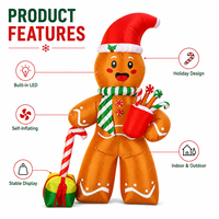 Décoration de Noël gonflable LED imperméable en forme de bonhomme en pain d'épices avec bonbons, idéale pour centres commerciaux et attractions de Noël