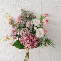 CF02133 buket bunga hias kayu putih krisan Ranunculus Eustoma Hydrangea palsu untuk Dekor pernikahan rumah