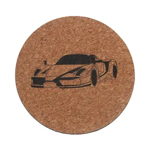 Sottobicchieri di gomma stampati in ceramica naturale oem economici rotondi con base in sughero di legno stampa di birra da caffè da 10 cm
