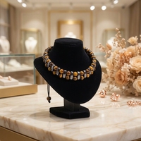 Bracelet en perles d'œil de tigre naturel et d'obsidienne noire |   Bracelets en corde tressée à double rangée, bijoux faits à la main unisexes, cordon réglable