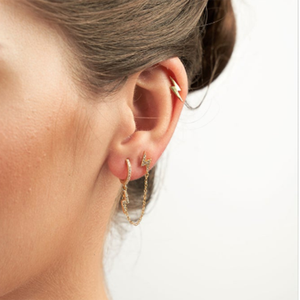 ROXI Boucle d'oreille double piercing en argent sterling 925, motif menottes, chaîne et éclair - Product Image 3