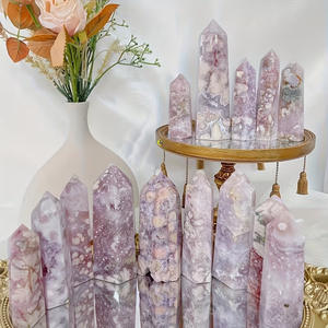 Cristal Natural Rosa Púrpura Flor de Cerezo, Pilar Cuadrangular de Cristal, Piedra Original Pulida, Prisma Cuadrangular de Punta Única - Product Image 2