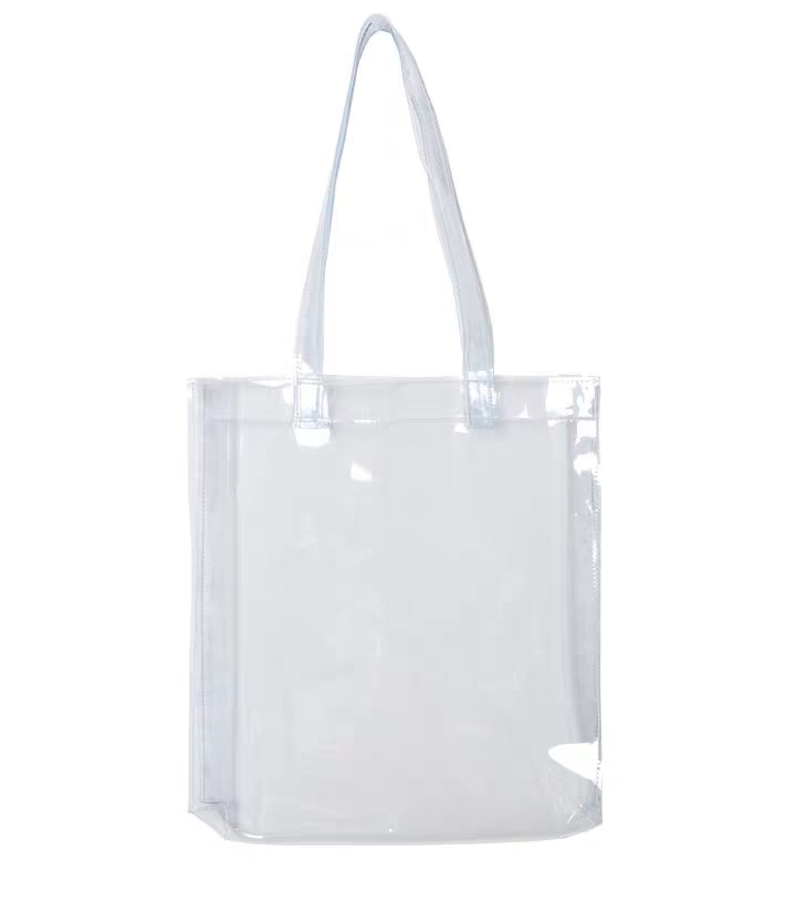 Plastic Pink Green Clear PVC Tote Bag For Sale Clear Beach Tote