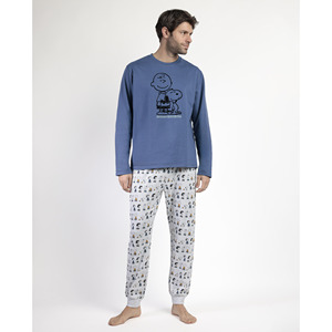 Đậu phộng Manga larga Pijama felpa Para Hombre con Snoopy & bạn bè quần áo ngủ Para hombres - Product Image 1