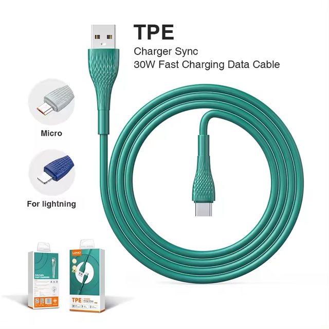 LDNIO LS611 Hot Selling Quick Charging Usb Cable 25W 1M Wholesale Micro Type-c Cable for Mobile Phone Fashion Green White Blue