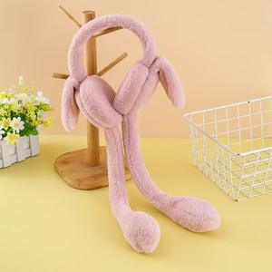 可愛いウサギの耳が動くイヤーマフ、フェイクファーで冬を暖かく保つ、子供と女性のためのウサギ耳イヤーマフ - Product Image 5